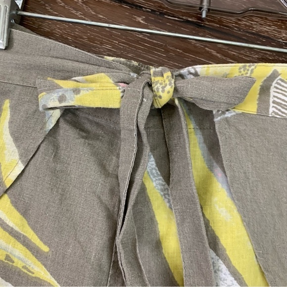 Patagonia garden island tie front gray yellow linen shorts M - Picture 2 of 6